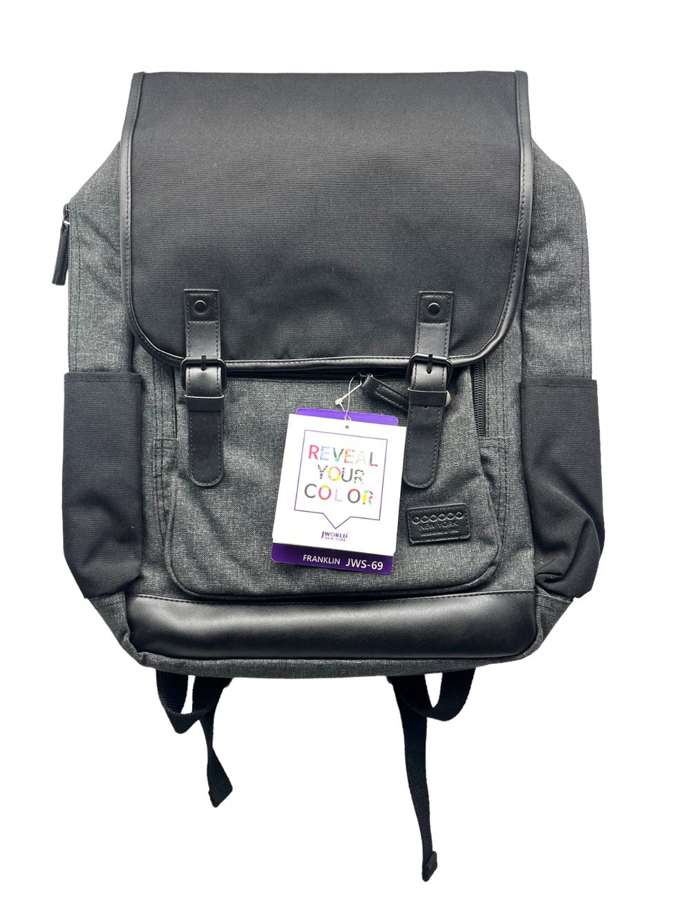 JWorld New York Franklyn Laptop Backpack School Travel Carry On Luggage Blk/Char